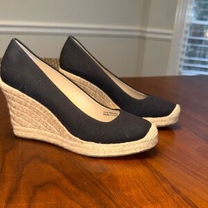 J. Crew Black and Tan Wedge Espadrilles